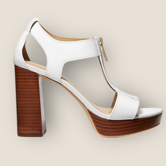 Michael Kors Berkley Leather Block-Heel Sandals – White, Size 9M (NWOB) - Picture 2 of 10